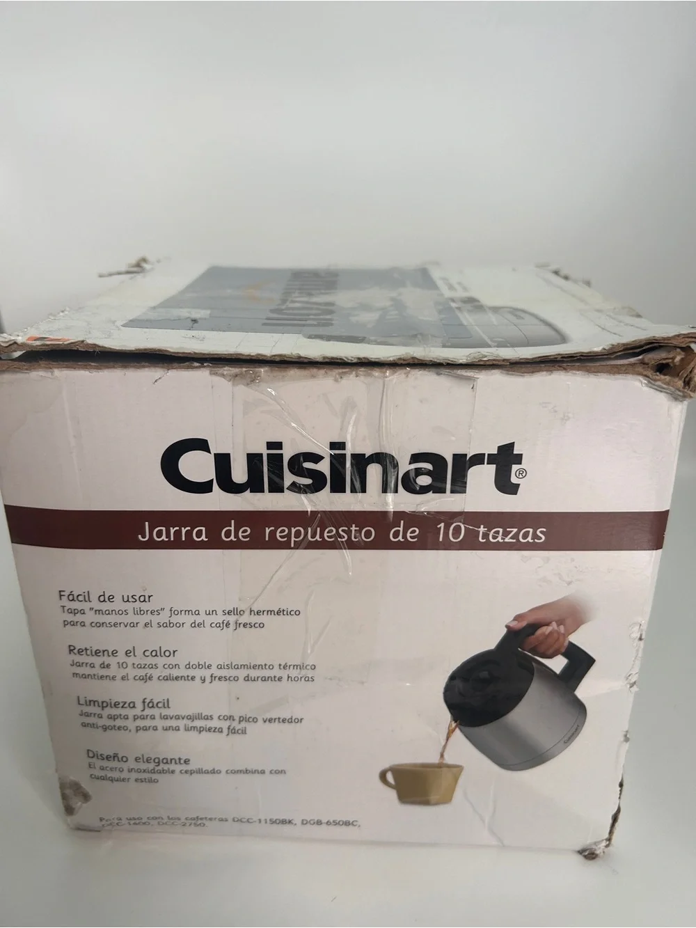 Cuisinart Stainless Steel 10 Cup Carafe with Black Handle & Lid